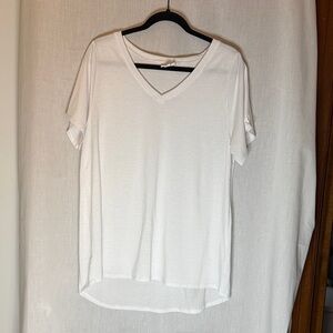 LuLaRoe Christy White V-Neck Short Sleeve Top